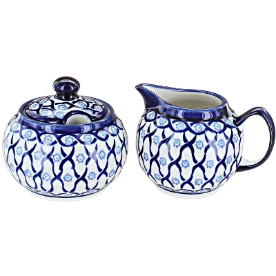 Blue Rose Polish Pottery 694-711 Zaklady Cream & Sugar Set 4 Blue Rose Polish Pottery 694-711 Zaklady Cream & Sugar Set - Image 2