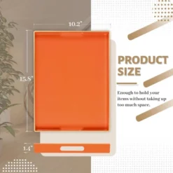 Attop Orange Handled Tray Modern Coffee Table Ottoman Plastic Serving Tray 15.8x10.2in Halloween Bathroom Decor