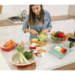 Itopfox Microwave Steamer, 2-Pack Silicone Food Steamer For Cooking, Vegetable Pot With Lids Vegetables Fish Prep Meal Food, Microwave & Freezer Safe