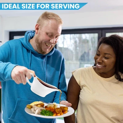 KOVOT White Elegant 12oz Ceramic Gravy Boat And Saucer Plate Set - Perfect For Gravies, Sauces, And Dressings - Microwave And Dishwasher Safe 7 KOVOT White Elegant 12oz Ceramic Gravy Boat And Saucer Plate Set - Perfect For Gravies, Sauces, And Dressings - Microwave And Dishwasher Safe - Image 5