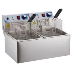 Commercial Electric Deep Fryer With 2 Basket, 20L Stainless Steel Deep Fryer