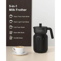 CROWNFUL Milk Frother And Steamer (Black)