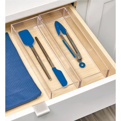 IDESIGN Clarity Drawer Organizer Kitchen Organization Silverware Spatula Gadget Clear: Plastic Utensil Storage, 12"x4"x2" 6 IDESIGN Clarity Drawer Organizer Kitchen Organization Silverware Spatula Gadget Clear: Plastic Utensil Storage, 12"x4"x2" - Image 4