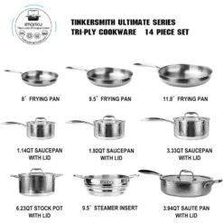 Imarku Professional Cooking Utensils Set, 14PCS Cookware Sets Tri-Ply Clad Stainless Steel With Hangered Handle And Lids, Suits Ceramic And Induction -Target KitchenAid GUEST b2335fbf 9024 4b6e a54e c47b0148bef2