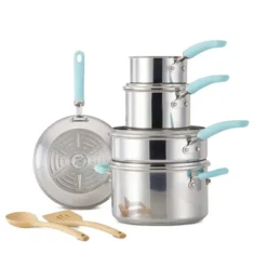 Rachael Ray Create Delicious 10pc Stainless Steel Cookware Set Light Blue Handles: Induction Safe, Dishwasher Safe 16 Rachael Ray Create Delicious 10pc Stainless Steel Cookware Set Light Blue Handles: Induction Safe, Dishwasher Safe -Target KitchenAid GUEST b235b5fa c5b6 4e52 bb99 a40c79e600c3