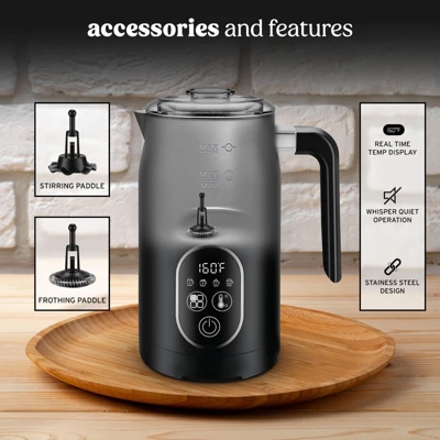 NELO Electric Milk Frother, 4 In 1 Digital, Steamer With Real-Time Temperature Control, Automatic Frother For Coffee, BPA Free Stainless Steel, Black 8 NELO Electric Milk Frother, 4 In 1 Digital, Steamer With Real-Time Temperature Control, Automatic Frother For Coffee, BPA Free Stainless Steel, Black - Image 6