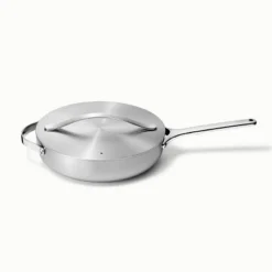Caraway Home 4.5qt Stainless Steel Saute Pan With Lid: Non-Toxic Cookware, 11.8" Diameter, Hand Wash, Gas & Induction Compatible
