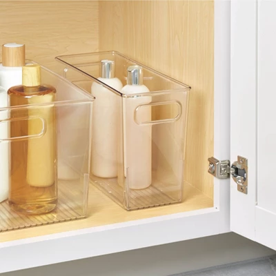 IDESIGN Linus Plastic Deep Kitchen Storage Bin With Handle Clear: Cabinet Organizer, 12" X 5" X 8", Spot Clean 6 IDESIGN Linus Plastic Deep Kitchen Storage Bin With Handle Clear: Cabinet Organizer, 12" X 5" X 8", Spot Clean - Image 4