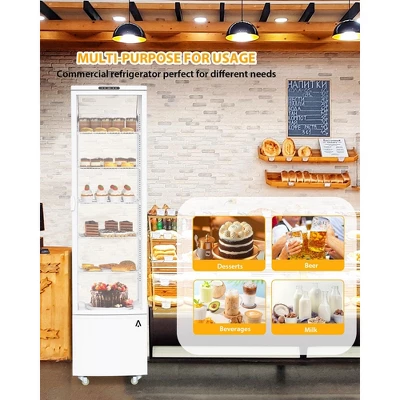 Beverage Cooler, Commercial Refrigerator - 278L Glass Door Merchandiser With LED Display, Adjustable Shelves, 4 Casters For Store/Bar/Office/Gym 4 Beverage Cooler, Commercial Refrigerator - 278L Glass Door Merchandiser With LED Display, Adjustable Shelves, 4 Casters For Store/Bar/Office/Gym - Image 2