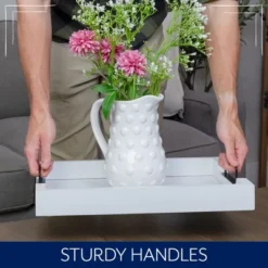 AuldHome Design White Rustic Wood Serving Tray; Farmhouse Shiplap Ottoman Tray W/ Black Metal Handles -Target KitchenAid GUEST b3165515 34ba 4854 b40a e811c3181039