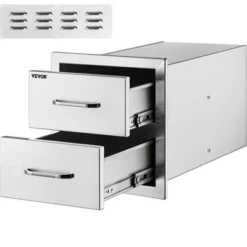 VEVOR Outdoor Kitchen Drawers 18W X 20.6H X 12.7D Inch, Flush Mount Double BBQ Drawers Stainless Steel With Handle, BBQ Island Drawers,Silver -Target KitchenAid GUEST b408f4a6 e50d 4e62 b446 382b2788a6cf
