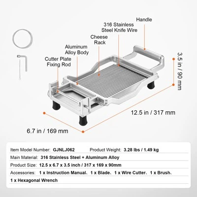 VEVOR Cheese Cutter With Wire, 0.2" Ultra-Thin Cheeser Butter Cutting Blade, Detachable Cheese Slicer Wire, Aluminum Alloy Commercial Cheese Slicer 9 VEVOR Cheese Cutter With Wire, 0.2" Ultra-Thin Cheeser Butter Cutting Blade, Detachable Cheese Slicer Wire, Aluminum Alloy Commercial Cheese Slicer - Image 7