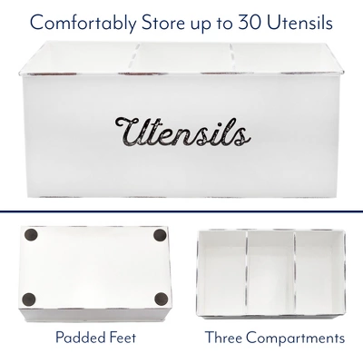 AuldHome Design Large Enamelware Utensil Holder, White Farmhouse Cooking Caddy Or Spoons/Forks/Knives Storage For Countertop And Table 8 AuldHome Design Large Enamelware Utensil Holder, White Farmhouse Cooking Caddy Or Spoons/Forks/Knives Storage For Countertop And Table - Image 6