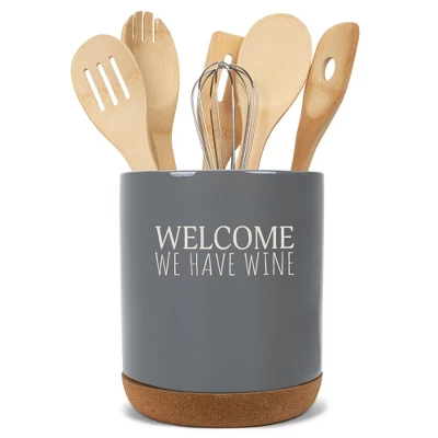 Elanze Designs This Is A Bad Place For A Diet Ceramic Cork Bottom Gray Large Capacity Utensil Holder Crock For Countertop Storage, Stylish & Durable 6 Elanze Designs This Is A Bad Place For A Diet Ceramic Cork Bottom Gray Large Capacity Utensil Holder Crock For Countertop Storage, Stylish & Durable - Image 4