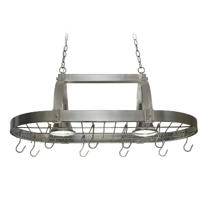 Elegant Designs 2-Light Kitchen Pot Rack With Downlights 3 Elegant Designs 2-Light Kitchen Pot Rack With Downlights