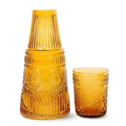 Elle Decor Bedside Water Carafe With Tumbler Set, Vintage Design Pitcher And Matching Drinking Glass Doubles As Lid, 33-Ounce -Target KitchenAid GUEST b5f79e0a 8732 48ec a9e3 ece63f262c14