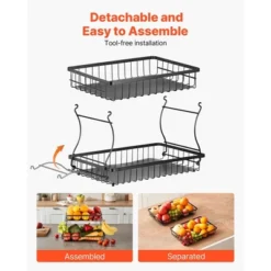 VEVOR 2 Tier Fruit Basket, Countertop Fruits Vegetable Bowl With Banana Hangers, Metal Wire Storage Stand For Kitchen Counter, Black -Target KitchenAid GUEST b688d6b5 de60 4b11 b376 0fc3e92612fa