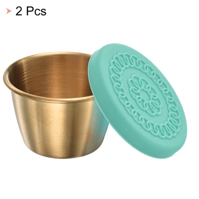 Unique Bargains Stainless Steel Bowls Condiment Containers With Lids Green 4 Unique Bargains Stainless Steel Bowls Condiment Containers With Lids Green - Image 2