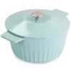 Gibson Enameled Cast Iron 5 Quart Round Dutch Oven With Lid In Light Cyan