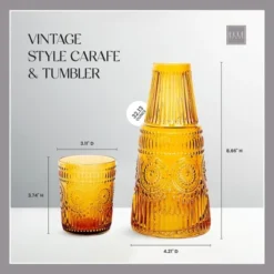 Elle Decor Bedside Water Carafe With Tumbler Set, Vintage Design Pitcher And Matching Drinking Glass Doubles As Lid, 33-Ounce -Target KitchenAid GUEST b7a0b36b dec5 41f8 b95f 58e04cdb37e4