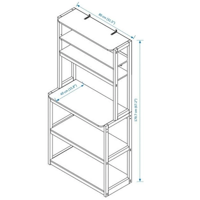 INFURNIC Kitchen Racks Modern Bakers Rack With Adjustable Shelves And Storage For Stylish Kitchen Use, Brown White, 31.5"*15.75"*66.93" 5 INFURNIC Kitchen Racks Modern Bakers Rack With Adjustable Shelves And Storage For Stylish Kitchen Use, Brown White, 31.5"*15.75"*66.93" - Image 3