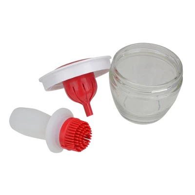 Northlight 6" Red And White Silicone Basting Brush And Bowl Set 3 Northlight 6" Red And White Silicone Basting Brush And Bowl Set