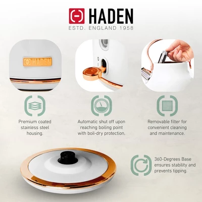 Haden Heritage 4 Slice Wide Slot Stainless Steel Toaster Bundled With 1.7 Liter Stainless Steel Electric Water Kettle, Ivory & Copper 5 Haden Heritage 4 Slice Wide Slot Stainless Steel Toaster Bundled With 1.7 Liter Stainless Steel Electric Water Kettle, Ivory & Copper - Image 3