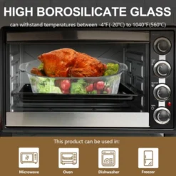 Itopfox 3Qt Glass Casserole Dish With Lid, Ribbed Oval Baking Dish For Oven & Microwave, Clear Lead-Free Covered Cookware, Deep Food Container -Target KitchenAid GUEST b846483d 21ba 45b3 a2d3 2bc99fb3554a