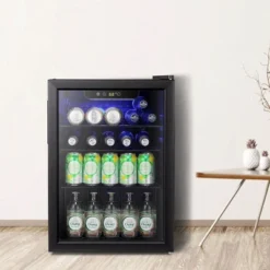 Kismile Mini Fridge 20 Bott Le Single Zone Freestanding Beverage Refrigerator & Can Cooler