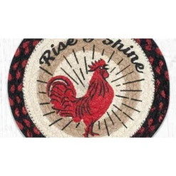 Earth Rugs Rise & Shine Round Trivet – Rustic Farmhouse Kitchen Hot Pad 10"x10"