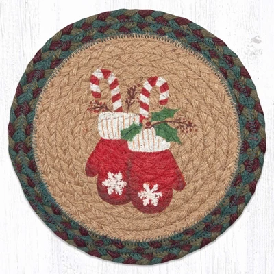 Earth Rugs Suzanne Pienta Round Table Trivet – Cozy Mitten Art On Natural Jute 5 Earth Rugs Suzanne Pienta Round Table Trivet – Cozy Mitten Art On Natural Jute - Image 3