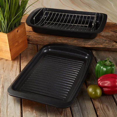 BergHOFF Graphite Non-stick Recycled Cast Aluminum Roaster With Removable Rack 16.5" X 11" X 2.75" 4 BergHOFF Graphite Non-stick Recycled Cast Aluminum Roaster With Removable Rack 16.5" X 11" X 2.75" - Image 2