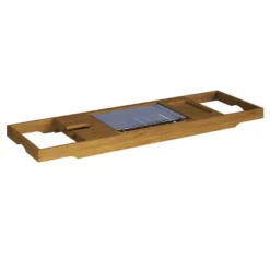 Acacia Bathtub Tray - Natural Wood Tray With Extended Sides, Glass Holder, Book, Phone, Or Tablet Rest - For Bath Accessories By Home-Complete -Target KitchenAid GUEST b8e20db6 a63f 46f8 9644 7fd183bcf5ec