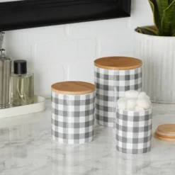 Design Imports Gray & White Buffalo Check Ceramic Canister Set/3 -Target KitchenAid GUEST b90001a9 19bd 4a1d 9987 ea43db7c29fc