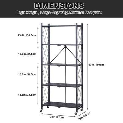 1 Set Of Carbon Steel Kitchen Rack Floor-Standing Free Installation Large Folding Shelf 4 1 Set Of Carbon Steel Kitchen Rack Floor-Standing Free Installation Large Folding Shelf - Image 2