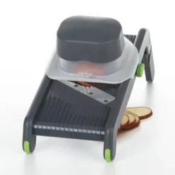 Prepworks Folding Mandoline: 4-Blade Vegetable & Cucumber Slicer, Dishwasher-Safe, Green/Gray