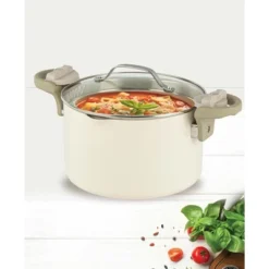Gotham Steel Cream Ultra Nonstick Ceramic 5 Qt Pasta Pot With Strainer And Twist & Lock Handles -Target KitchenAid GUEST ba24fb8f c0e4 4b32 937b fe6f97ad62d3