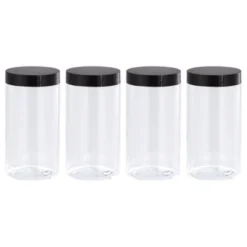 Unique Bargains Round Clear Plastic Empty Jars With Black Screw Top Lids For Storage 4 Pcs 15 Unique Bargains Round Clear Plastic Empty Jars With Black Screw Top Lids For Storage 4 Pcs -Target KitchenAid GUEST ba7477df 6c5a 4bbd 9b0c 4a96d1b033d9