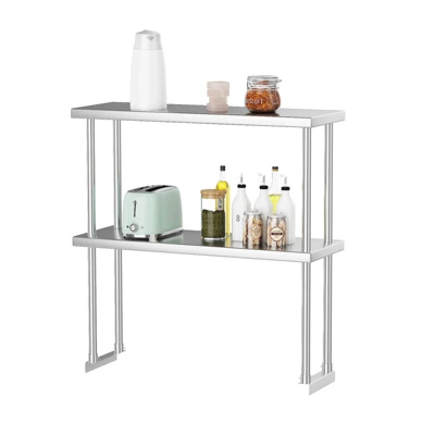 Stainless Steel Overshelf Shelves For Work & Prep Table, 2 Tier Double Deck Overshelf With Adjustable Shelf, Commercial Countertop Shelf 11 Stainless Steel Overshelf Shelves For Work & Prep Table, 2 Tier Double Deck Overshelf With Adjustable Shelf, Commercial Countertop Shelf - Image 9