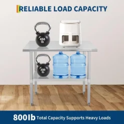 Stainless Steel Table For Prep & Work, 2-Tier Shelf Commercial Metal Worktable Adjustable Height & Leveling Feet, Extra Strength Kitchen Storage Rack -Target KitchenAid GUEST ba9269a2 9c37 42bd 8a95 edac07f441cf