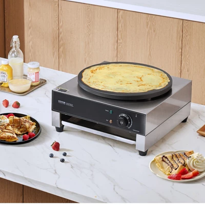 VEVOR Electric Crepe Maker, 16-Inch Commercial Crepe Machine, 1700W Flat Plate Crepe Griddle, Nonstick Stainless Steel Pancake Making Machine 3 VEVOR Electric Crepe Maker, 16-Inch Commercial Crepe Machine, 1700W Flat Plate Crepe Griddle, Nonstick Stainless Steel Pancake Making Machine