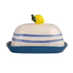 Storied Home Hand-Painted Stoneware Butter Dish With Lemon Shaped Handle And Stripes, Multicolor -Target KitchenAid GUEST baeb9ee2 2789 48a5 9ff1 2dbfa5a14634