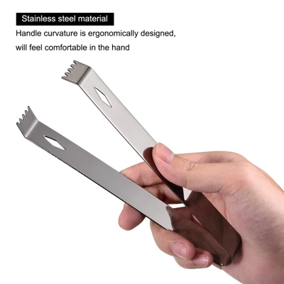 Unique Bargains Stainless Steel Well-polished Mini Ice Bucket Cube Sugar Ice Tongs 4 Unique Bargains Stainless Steel Well-polished Mini Ice Bucket Cube Sugar Ice Tongs - Image 2