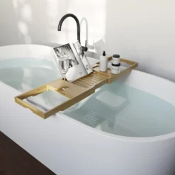 Acacia Bathtub Tray - Natural Wood Tray With Extended Sides, Glass Holder, Book, Phone, Or Tablet Rest - For Bath Accessories By Home-Complete -Target KitchenAid GUEST bb6b3dbd f0ba 474e bdb2 7c1390dc87e1
