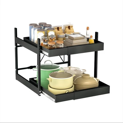 Extendable Cabinet Organizer With 2 Tiers, (31.5~56.5cm Wide X 42-67cm Deep X 40.5cm High), Extendable Drawer Organizer Storage Telescopic Drawer 8 Extendable Cabinet Organizer With 2 Tiers, (31.5~56.5cm Wide X 42-67cm Deep X 40.5cm High), Extendable Drawer Organizer Storage Telescopic Drawer - Image 6