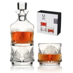 Viski Beau Stacking Decanter Set With Lowball Glasses - Crystal Decanter And Glasses For Whiskey - Art Deco Cocktail Glasses Whiskey Decanter Set Of 3 -Target KitchenAid GUEST bba247f2 86a4 4ceb 89a3 a1e0c9e80325