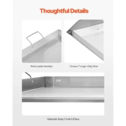 VEVOR Stainless Steel Griddle, 36x22 Inch Universal Flat Top Rectangular Plate, Gas Grill Griddle For BBQ Grill, Teppanyaki, Silver 12 VEVOR Stainless Steel Griddle, 36x22 Inch Universal Flat Top Rectangular Plate, Gas Grill Griddle For BBQ Grill, Teppanyaki, Silver -Target KitchenAid GUEST bbcabbce 59fe 4a73 8609 f45e7809a08b