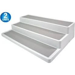 5 Star Super Deals 2PC - Non Slip 3 Tier Spice Rack Step Shelf Organizer - White - For Kitchen, Refrigerator, Pantry, Cabinet, Cupboards, Countertops -Target KitchenAid GUEST bbdc1940 5673 4b18 86d8 bf84bb45828c