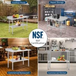 Acekool 24x48 Inch Stainless Steel Prep Table With Backsplash, Adjustable Open Shelf, Easy Clean Surface, Heavy Duty Kitchen Workstation -Target KitchenAid GUEST bc07a09e 1aad 4447 9df8 323dd17ad423