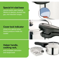 Presto Stainless Steel Pressure Cooker With Tri Clad Base, Steam Release Indicator, And Cooking Rack For Kitchen, Silver 12 Presto Stainless Steel Pressure Cooker With Tri Clad Base, Steam Release Indicator, And Cooking Rack For Kitchen, Silver -Target KitchenAid GUEST bc0b6582 c4a1 4f54 8caf 733158cd4477